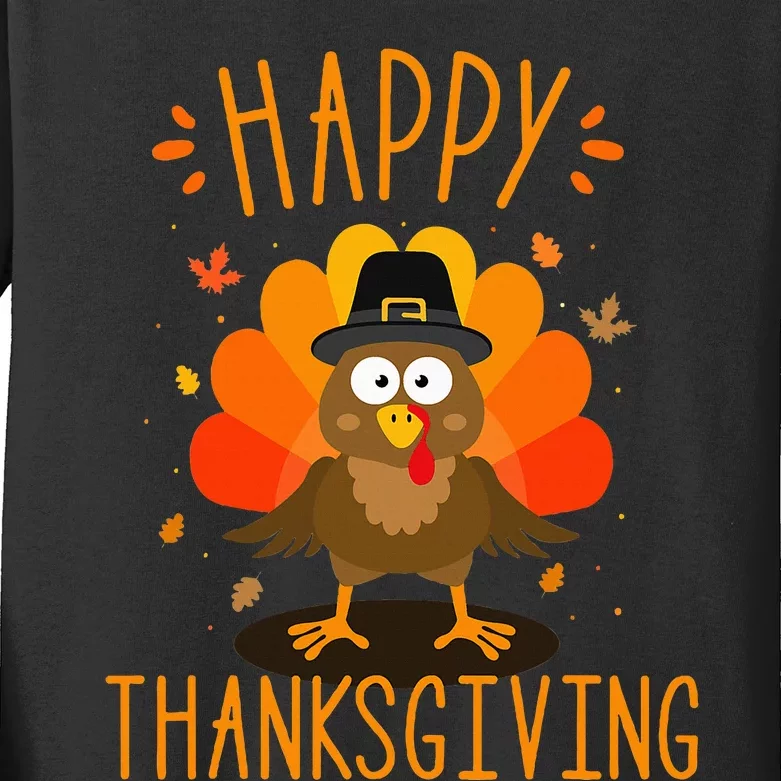 Happy Thanksgiving For Turkey Day Family Dinner Kids Long Sleeve Shirt