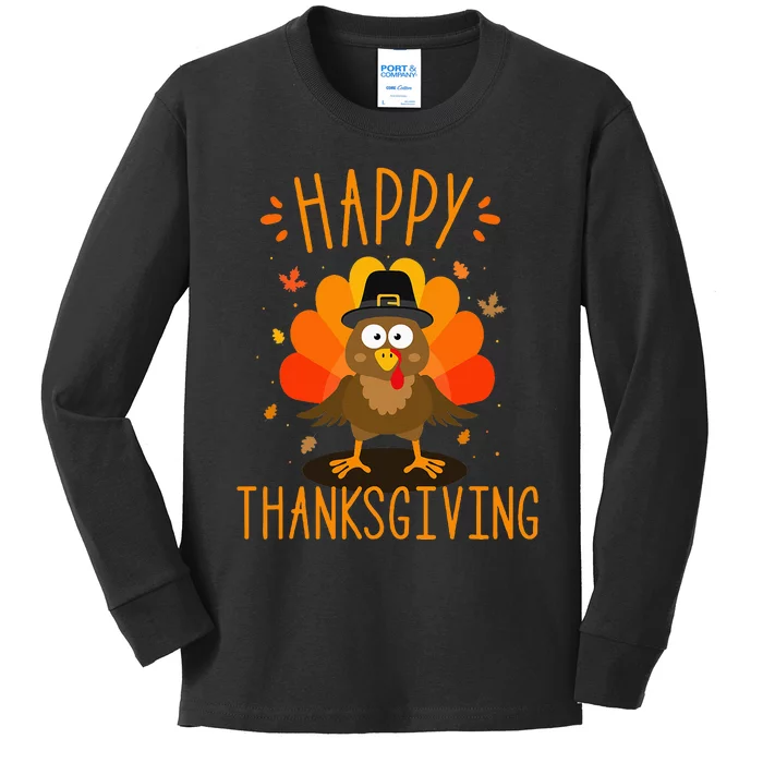 Happy Thanksgiving For Turkey Day Family Dinner Kids Long Sleeve Shirt