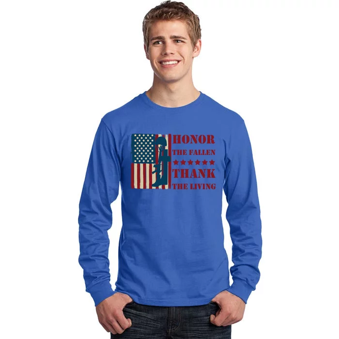 Honor The Fallen Thank The Living Patriotic Memorial Day Gift Tall Long Sleeve T-Shirt