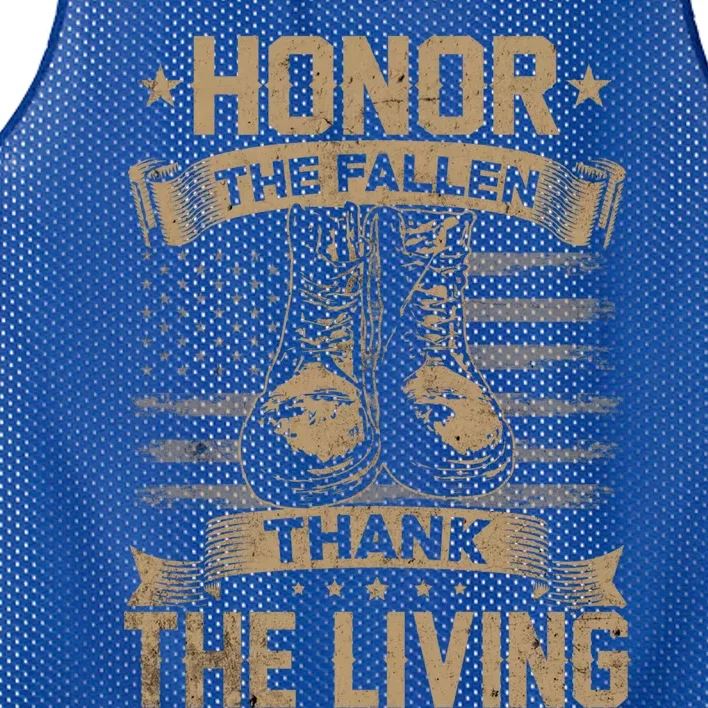 Honor The Fallen Thank The Living Memorial Day Veterans Day Great Gift Mesh Reversible Basketball Jersey Tank