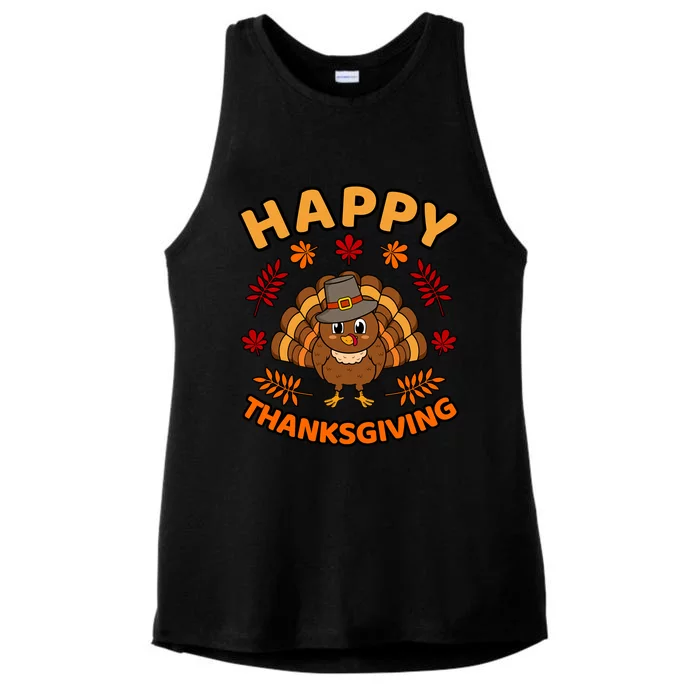 Happy Thanksgiving Funny Turkey Family Graphic Gift Ladies Tri-Blend Wicking Tank