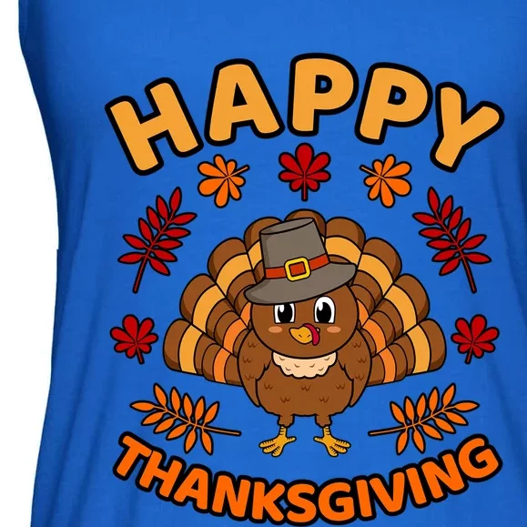 Happy Thanksgiving Funny Turkey Family Graphic Gift Ladies Essential Flowy Tank