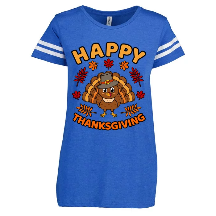 Happy Thanksgiving Funny Turkey Family Graphic Gift Enza Ladies Jersey Football T-Shirt