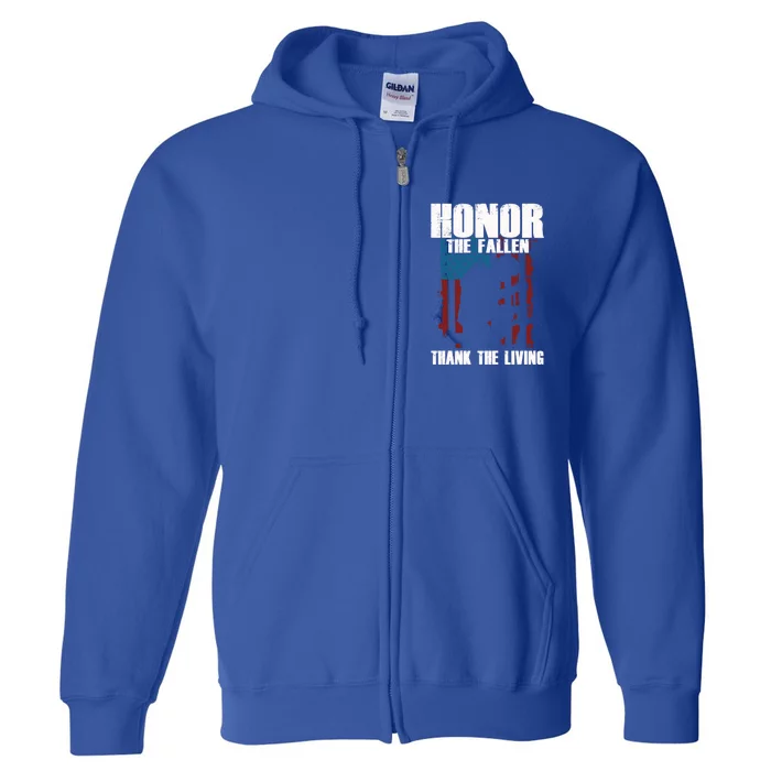 Honor The Fallen Usa Flag Military Veteran Support Gift Meaningful Gift Full Zip Hoodie