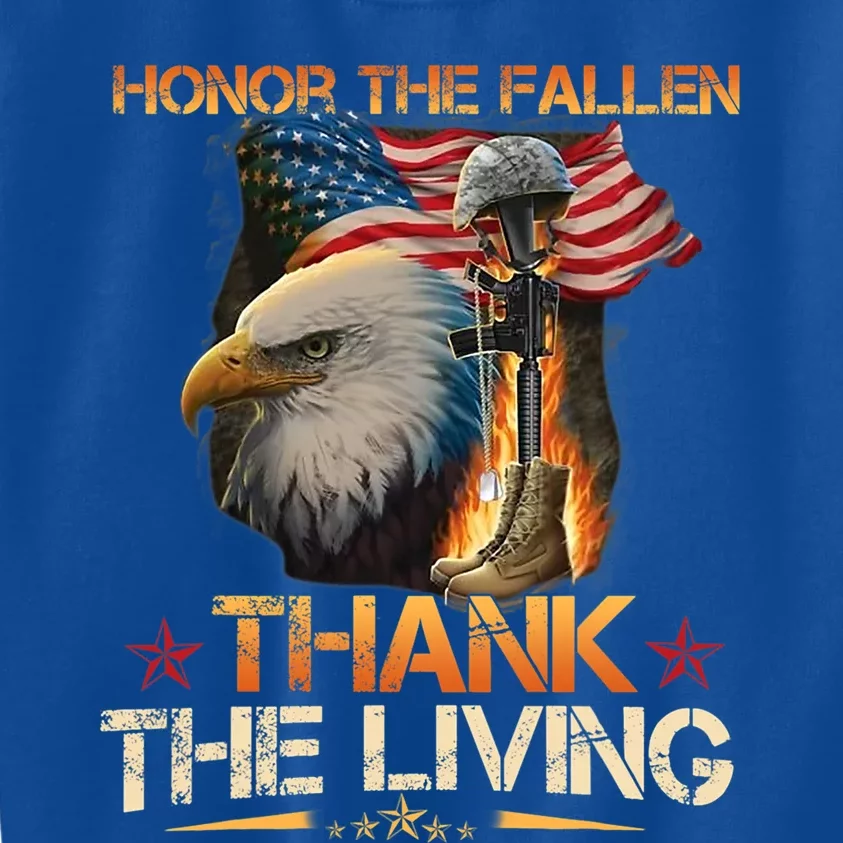 Honor The Fallen Thank The Living Memorial Day Veterans Day Cool Gift Kids Sweatshirt