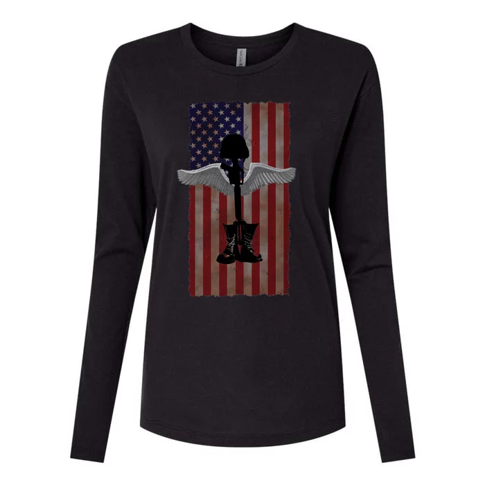 Honor The Fallen Thank The Living Military Brother Sister Gift Womens Cotton Relaxed Long Sleeve T-Shirt