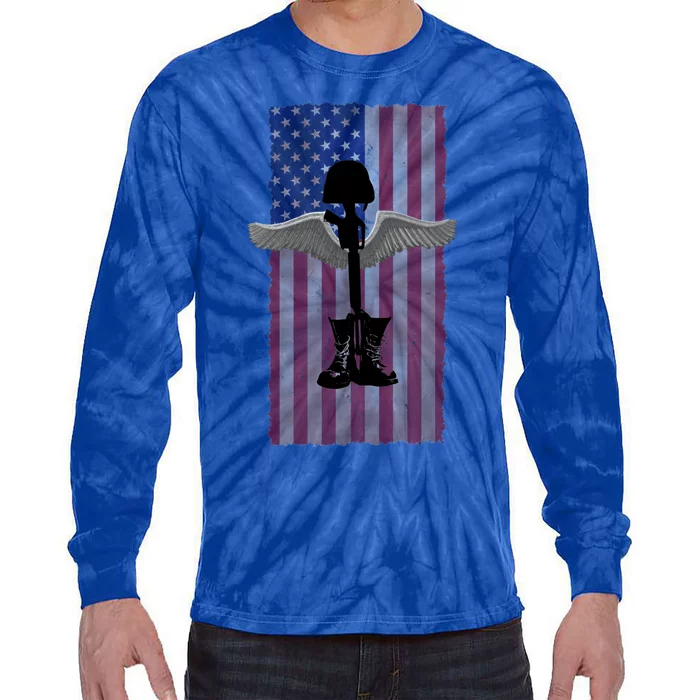 Honor The Fallen Thank The Living Military Brother Sister Gift Tie-Dye Long Sleeve Shirt