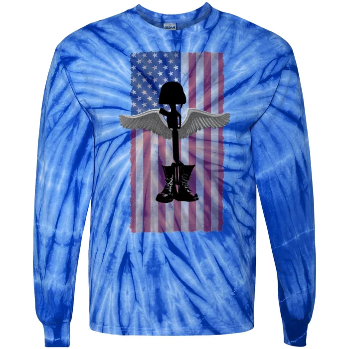 Honor The Fallen Thank The Living Military Brother Sister Gift Tie-Dye Long Sleeve Shirt