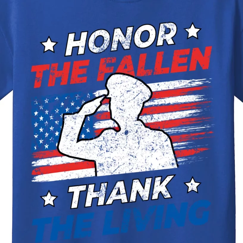 Honor The Fallen Thank The Living Patriotic Military Us Flag Cool Gift Kids T-Shirt