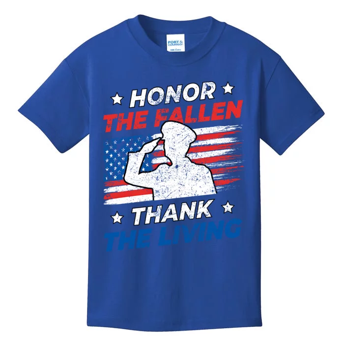 Honor The Fallen Thank The Living Patriotic Military Us Flag Cool Gift Kids T-Shirt