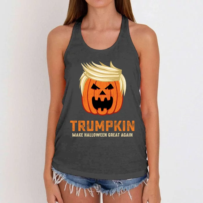 Halloween Trumpkin Funny Women's Knotted Racerback Tank