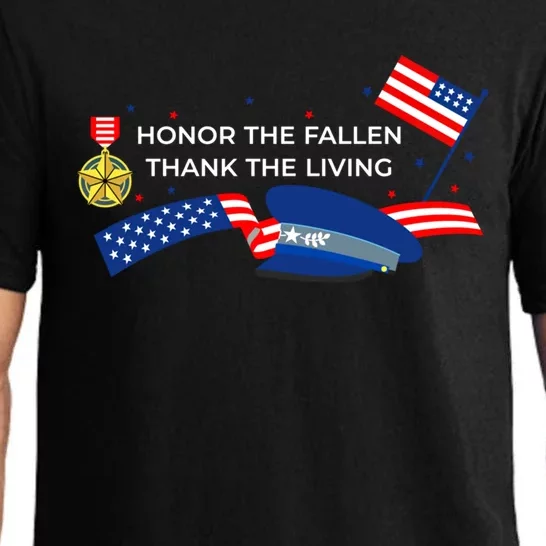 Honor The Fallen Thank The Living Funny Gift Pajama Set