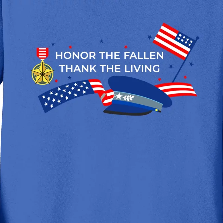 Honor The Fallen Thank The Living Funny Gift Kids Long Sleeve Shirt