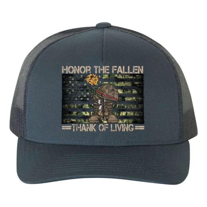 Honor The Fallen Thank The Living American Flag Gift Yupoong Adult 5-Panel Trucker Hat