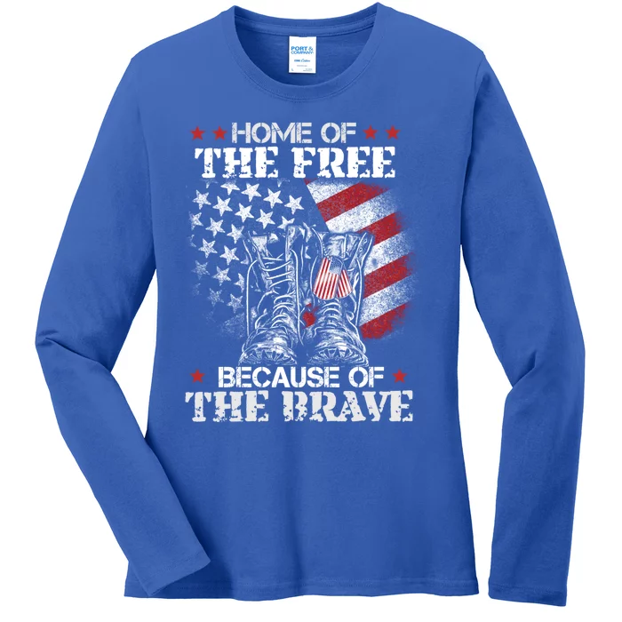 Honor The Fallen Veteran Themed Military Support Memorial Gift Ladies Long Sleeve Shirt