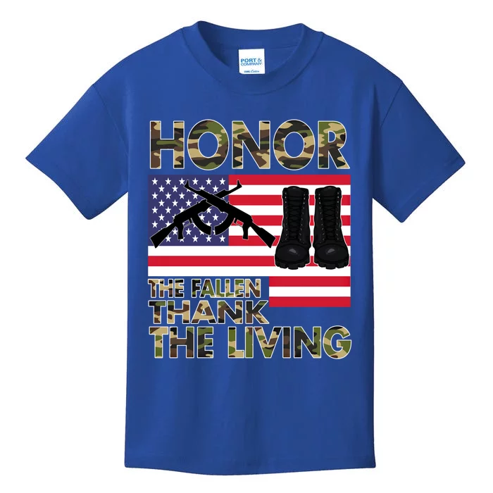 Honor The Fallen Thank The Living Memorial Day Decorations Gift Kids T-Shirt