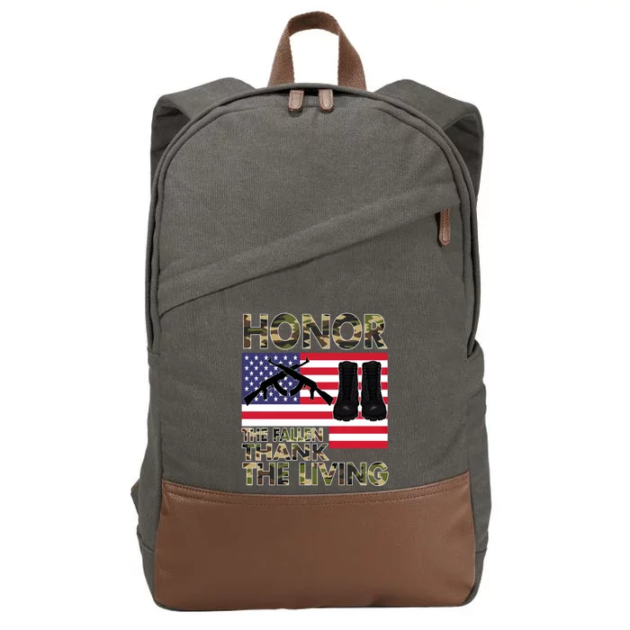 Honor The Fallen Thank The Living Memorial Day Decorations Gift Cotton Canvas Backpack