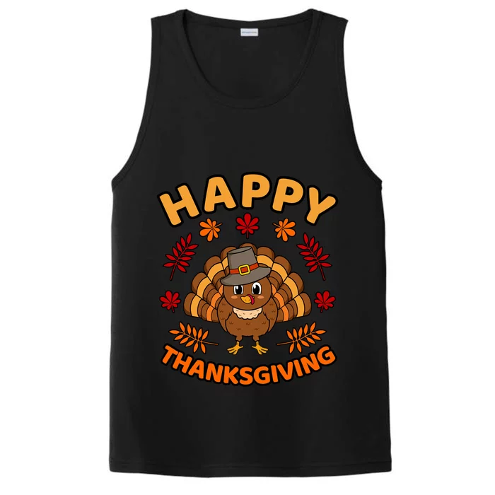 Happy Thanksgiving Funny Turkey Family Graphic Gift Performance Tank