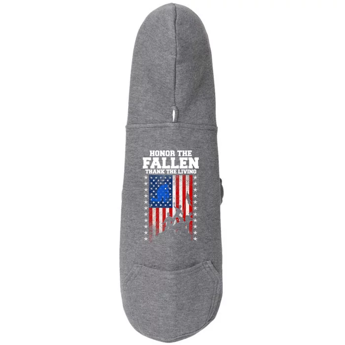 Honor The Fallen Thank The Living Memorial Day Gift Doggie 3-End Fleece Hoodie