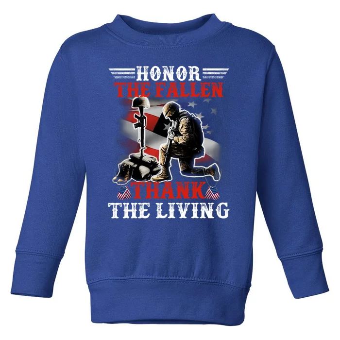 Honor The Fallen Veteran Themed Military Support Cool Gift Toddler Sweatshirt