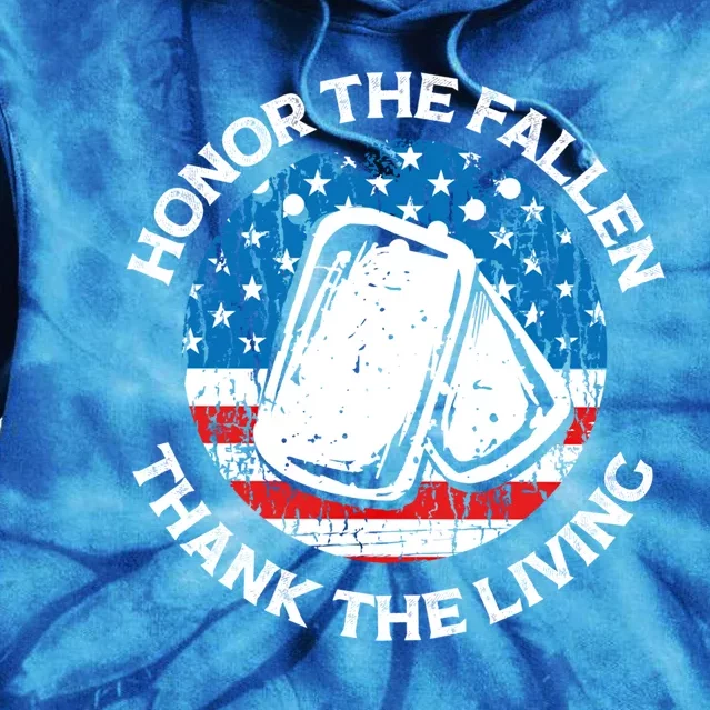 Honor The Fallen Thank The Living Veterans Day Appreciation Cool Gift Tie Dye Hoodie