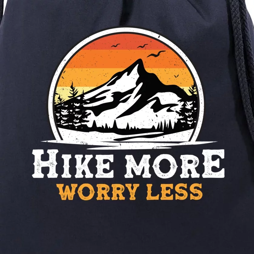 Hiking Tees Funny Camping Hike More Worry Less Cute Gift Drawstring Bag