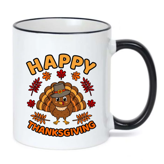 Happy Thanksgiving Funny Turkey Family Graphic Gift Black Color Changing Mug