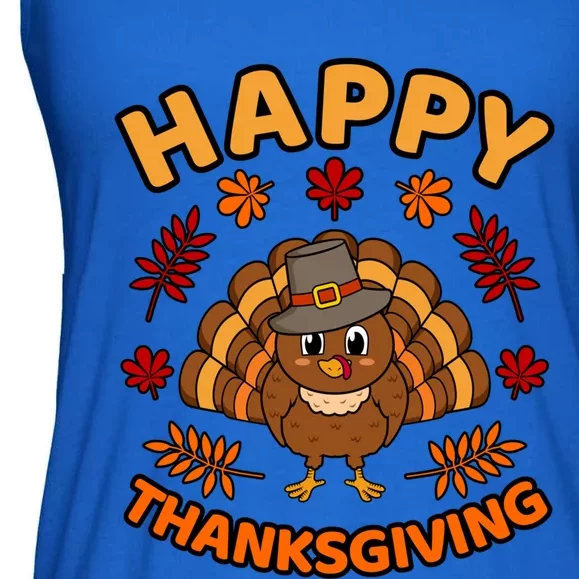 Happy Thanksgiving Funny Turkey Family Graphic Gift Ladies Essential Flowy Tank