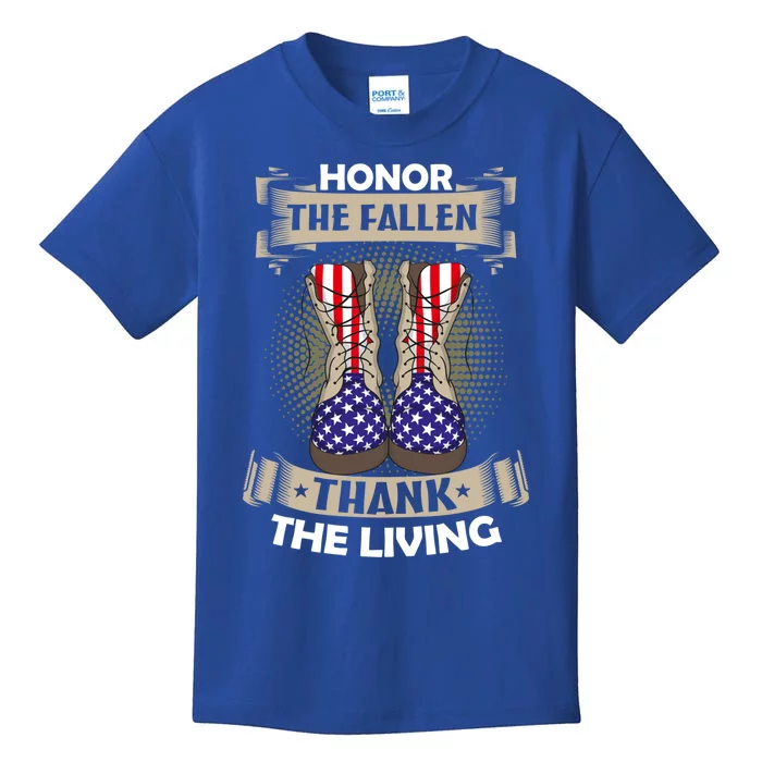 Honor The Fallen Thank The Living Memorial Day Veterans Gift Kids T-Shirt