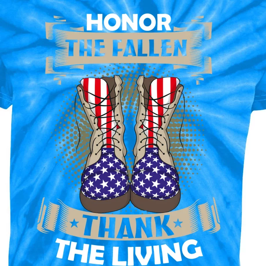 Honor The Fallen Thank The Living Memorial Day Veterans Gift Kids Tie-Dye T-Shirt