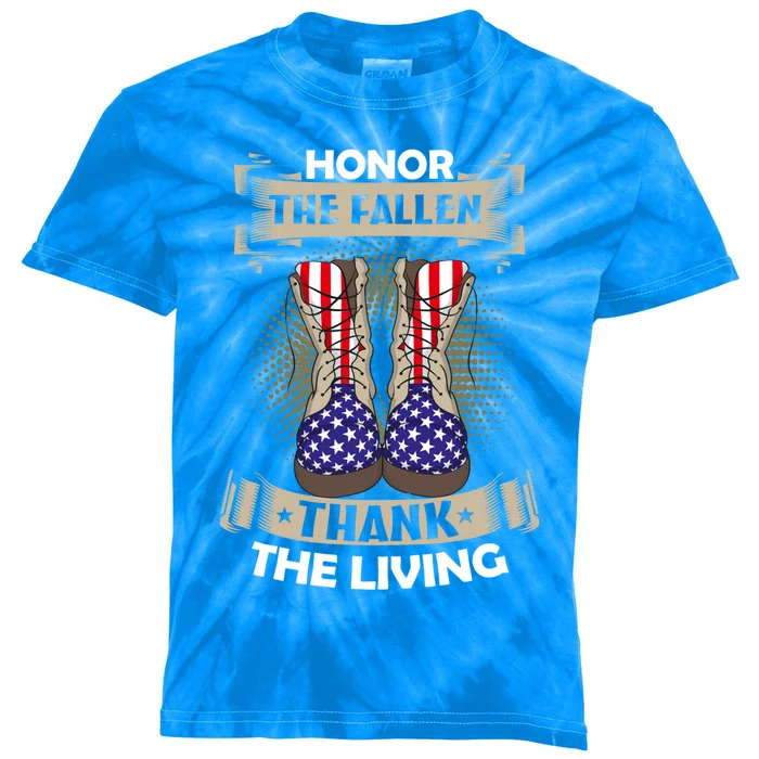 Honor The Fallen Thank The Living Memorial Day Veterans Gift Kids Tie-Dye T-Shirt