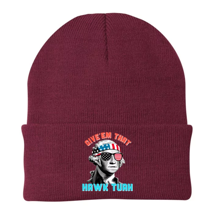 Hawk Tuah Funny 2024 4th Of July Meme Knit Cap Winter Beanie