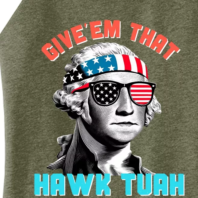 Hawk Tuah Funny 2024 4th Of July Meme Women’s Perfect Tri Rocker Tank