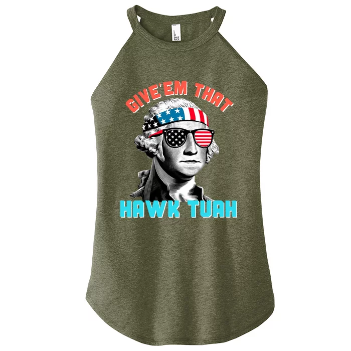 Hawk Tuah Funny 2024 4th Of July Meme Women’s Perfect Tri Rocker Tank