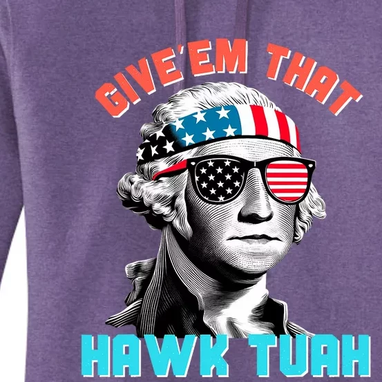 Hawk Tuah Funny 2024 4th Of July Meme Women's Pullover Hoodie