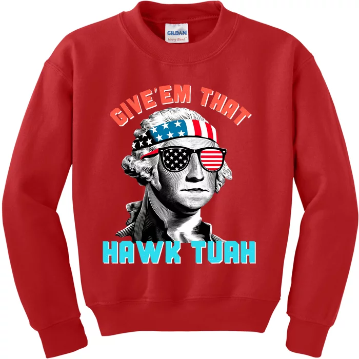 Hawk Tuah Funny 2024 4th Of July Meme Kids Sweatshirt