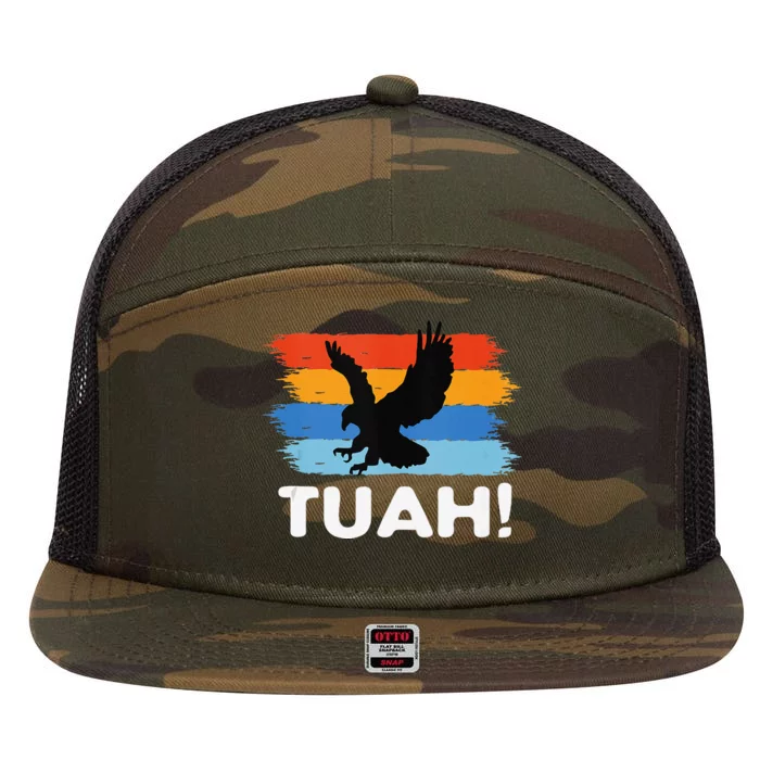 Hawk Tush Funny Parody Meme Vintage Retro Eagle Design 7 Panel Mesh Trucker Snapback Hat