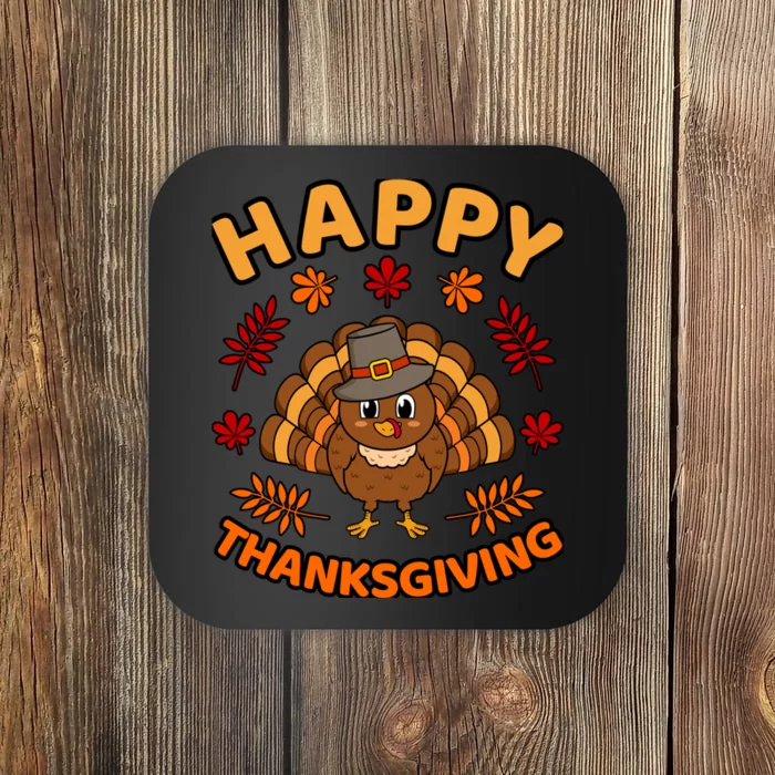 Happy Thanksgiving Funny Turkey Family Graphic Coaster