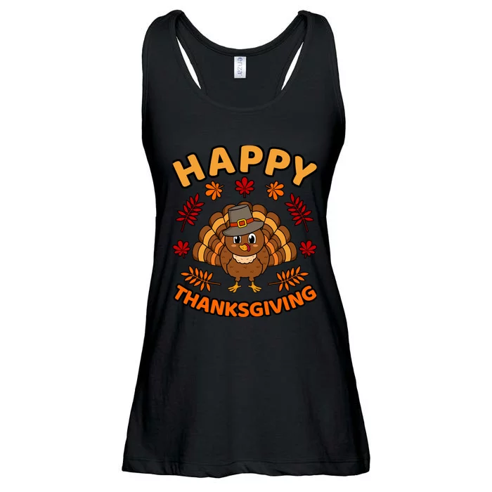 Happy Thanksgiving Funny Turkey Family Graphic Ladies Essential Flowy Tank