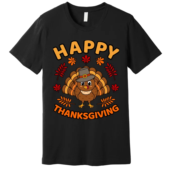 Happy Thanksgiving Funny Turkey Family Graphic Premium T-Shirt