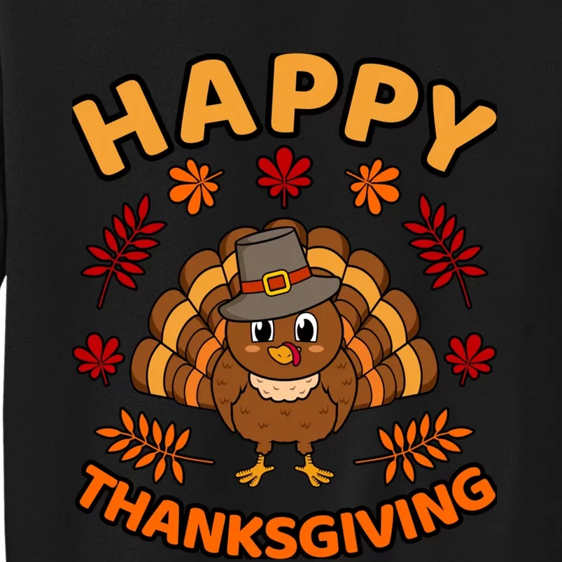 Happy Thanksgiving Funny Turkey Family Graphic Tall Sweatshirt