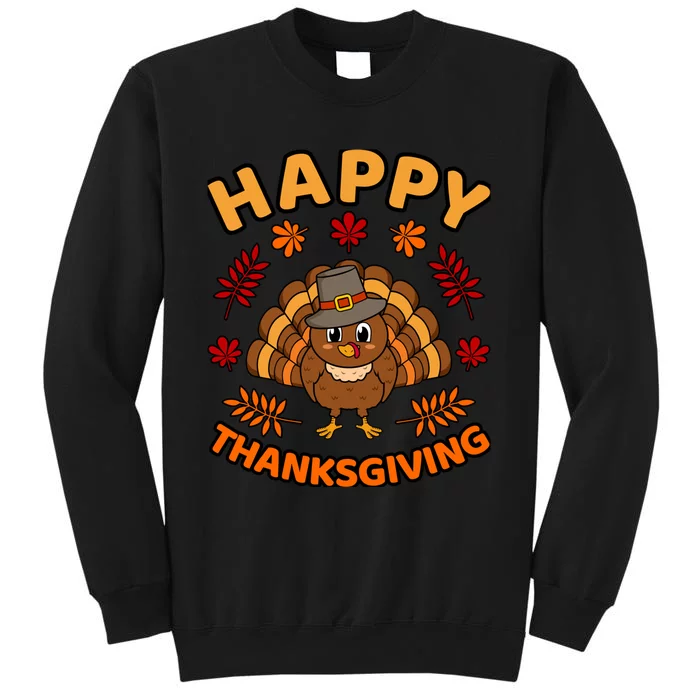 Happy Thanksgiving Funny Turkey Family Graphic Tall Sweatshirt