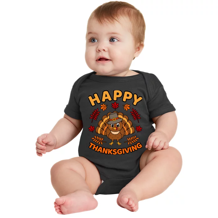 Happy Thanksgiving Funny Turkey Family Graphic Baby Bodysuit