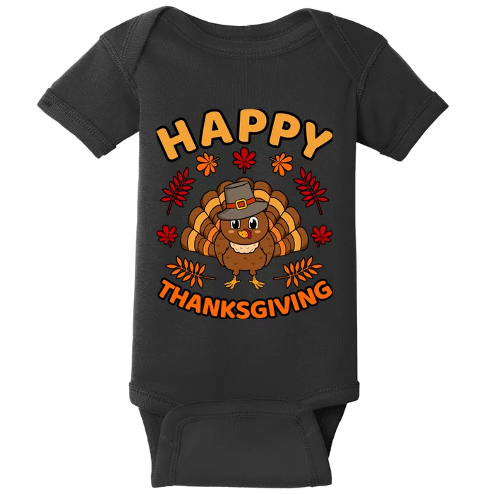 Happy Thanksgiving Funny Turkey Family Graphic Baby Bodysuit