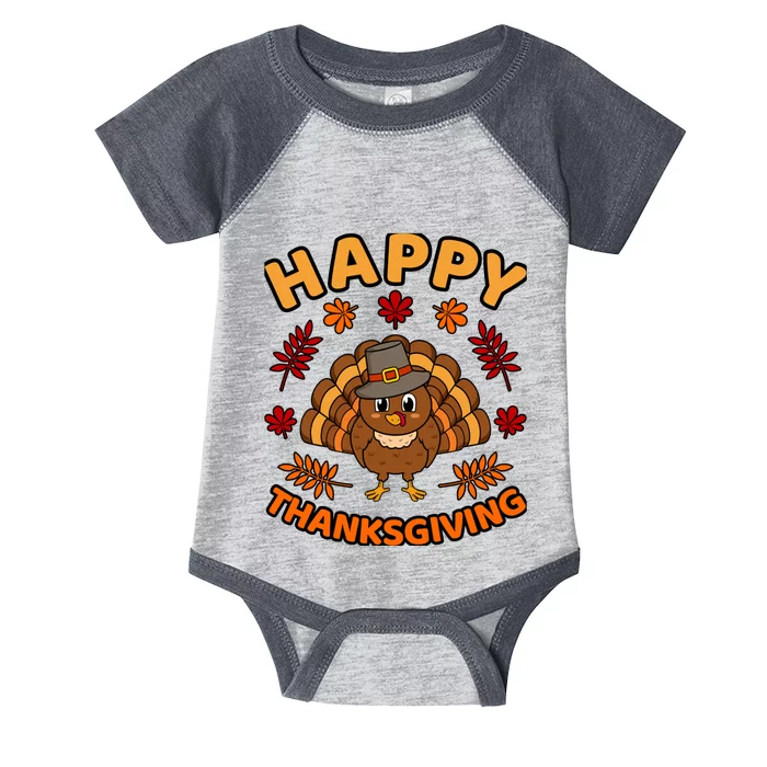 Happy Thanksgiving Funny Turkey Family Graphic Infant Baby Jersey Bodysuit