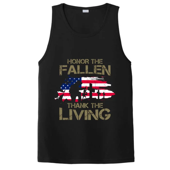 Honor The Fallen Thank The Living Memorial Day Veteran Funny Gift Performance Tank