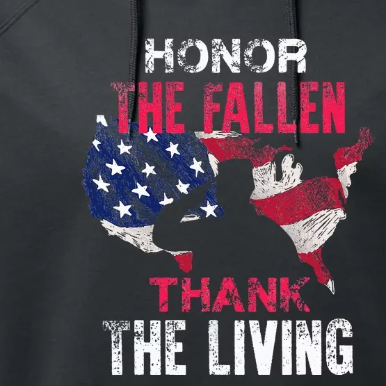 Honor The Fallen Veteran Themed Military Support Performance Fleece Hoodie