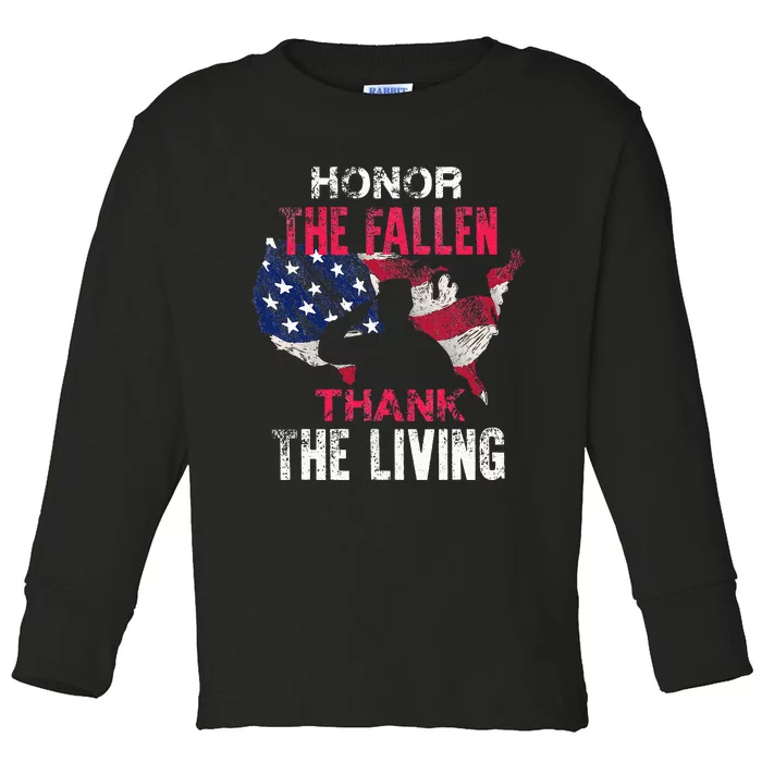 Honor The Fallen Veteran Themed Military Support Toddler Long Sleeve Shirt