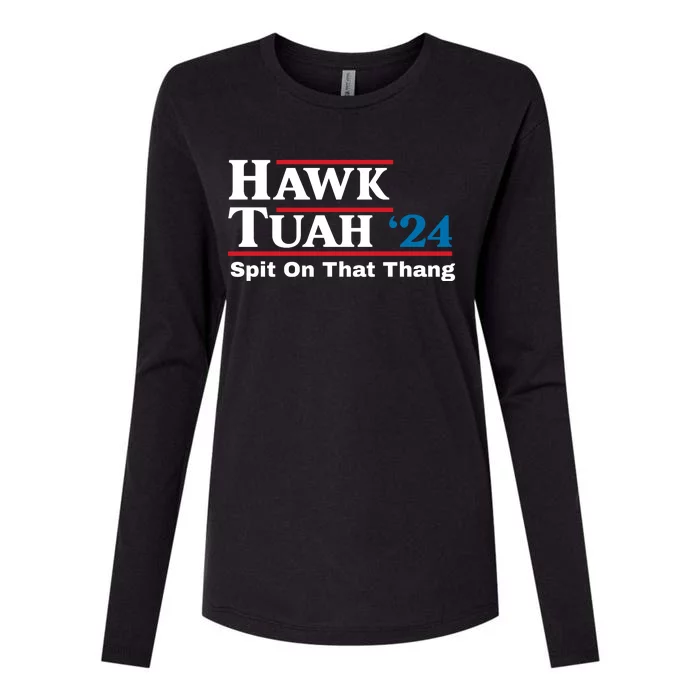 Hawk Tuah Funny Saying Womens Cotton Relaxed Long Sleeve T-Shirt