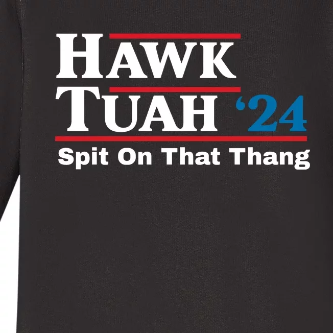 Hawk Tuah Funny Saying Baby Long Sleeve Bodysuit